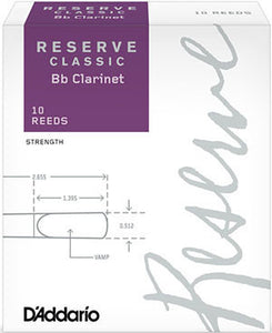 D'Addario Reserve Classic B-Flat Clarinet Reeds (Box of 10)